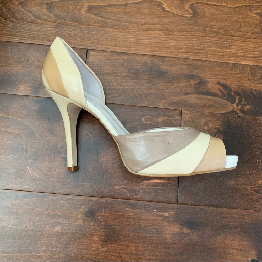 Aldo Neutral Stripe High Heels, Size 9